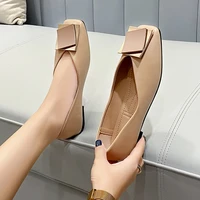 spring europe fashion square toe flat shoes woman retro casual flats large size soft bottom ladies shoes zapatos de muje