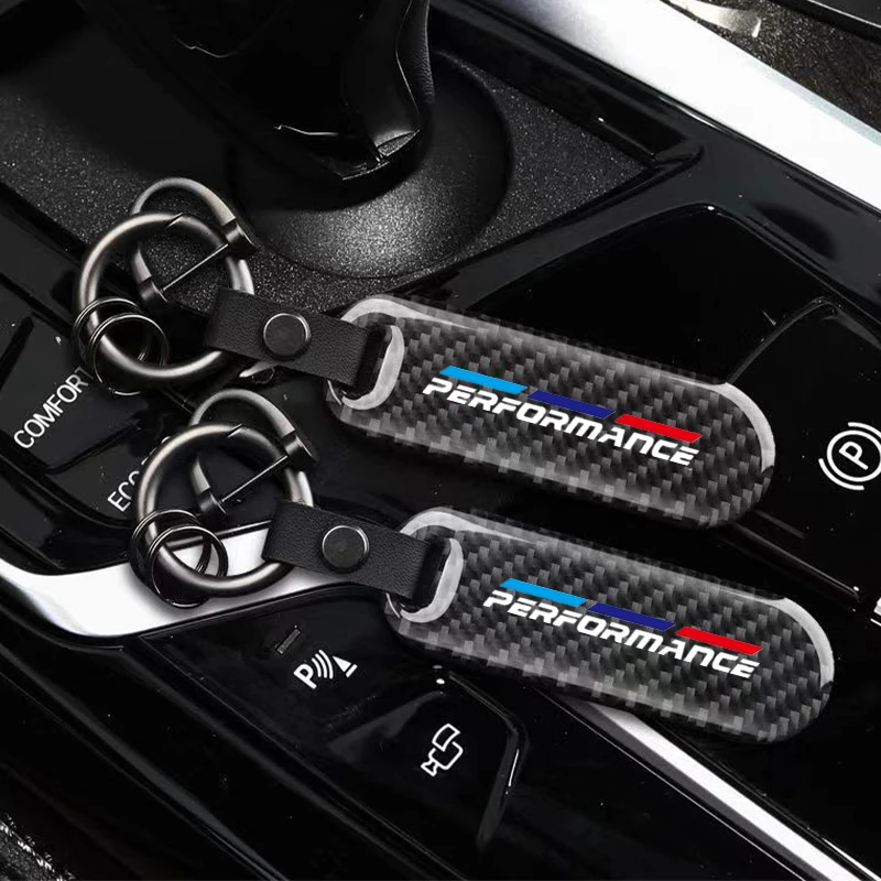 Llavero con emblema personalizado de fibra de carbono para coche, llavero de rendimiento de M5 para BMW X1, X3, X4, X5, X6, M1, M2, M3, M6