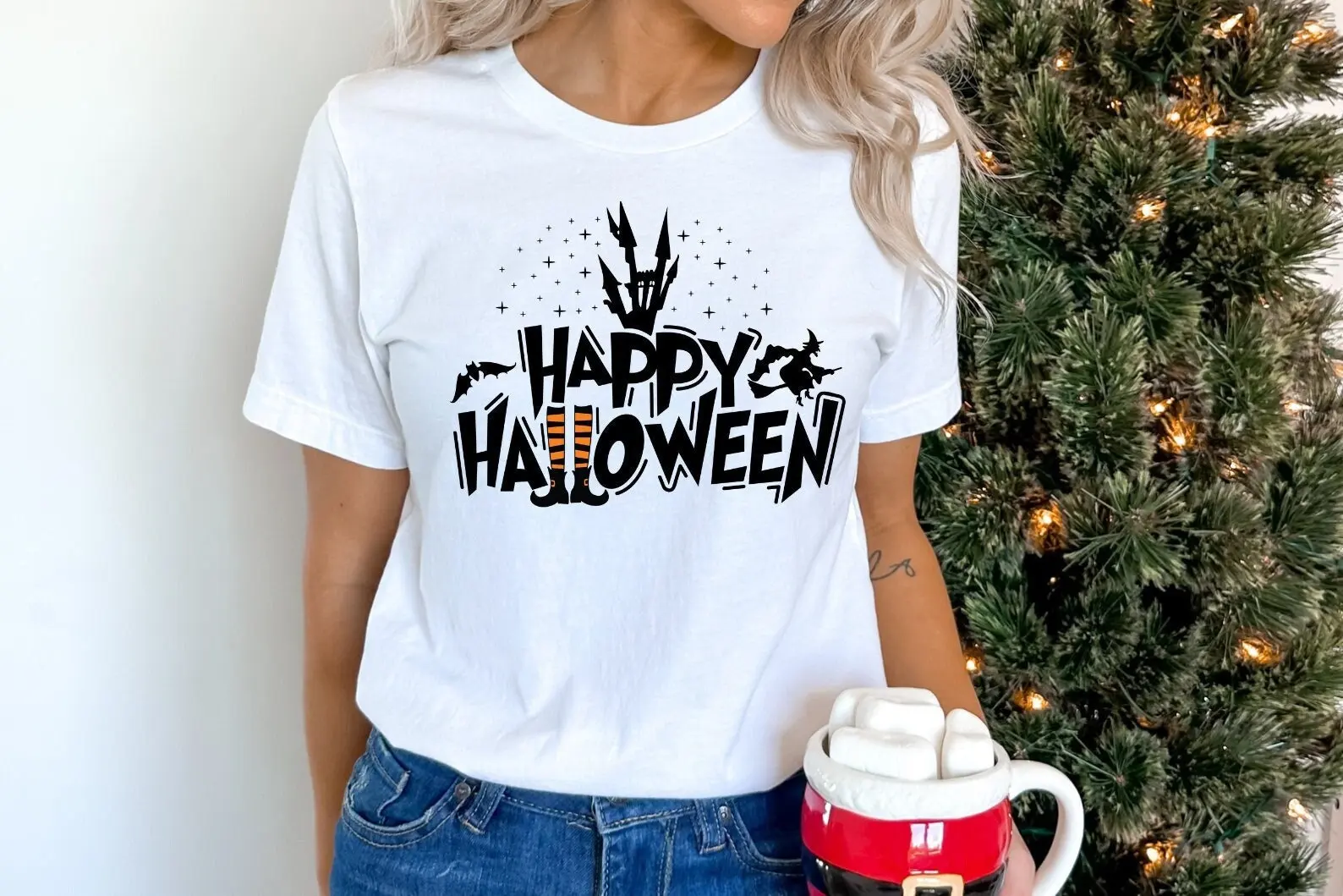 Футболка Happy Halloweentown в стиле ретро на Хэллоуин пот осень