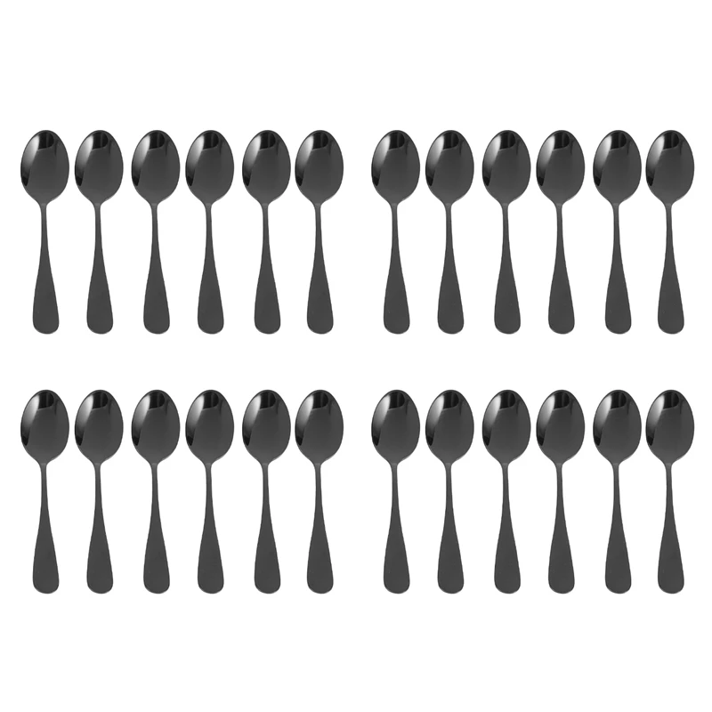 

Black Teaspoons Teaspoons, Mini Stainless Steel Cake Spoons, Scoop For Ice Cream , Set Of 24 (Black Coffee Spoons)
