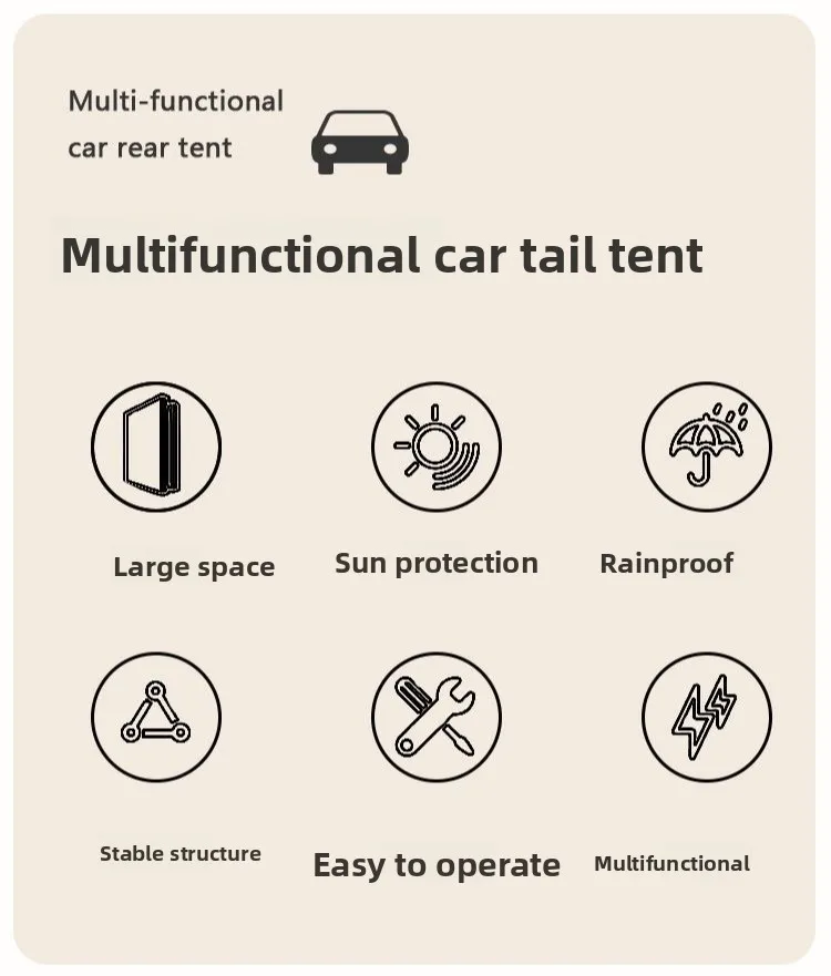 Фото Палатка для багажника автомобиля SUVTailgate с москитной сеткой, черным покрытием, защитой от УФ-излучения, водонепроницаемая, универсальная для самостоятельных поездок и кемпинга. №4