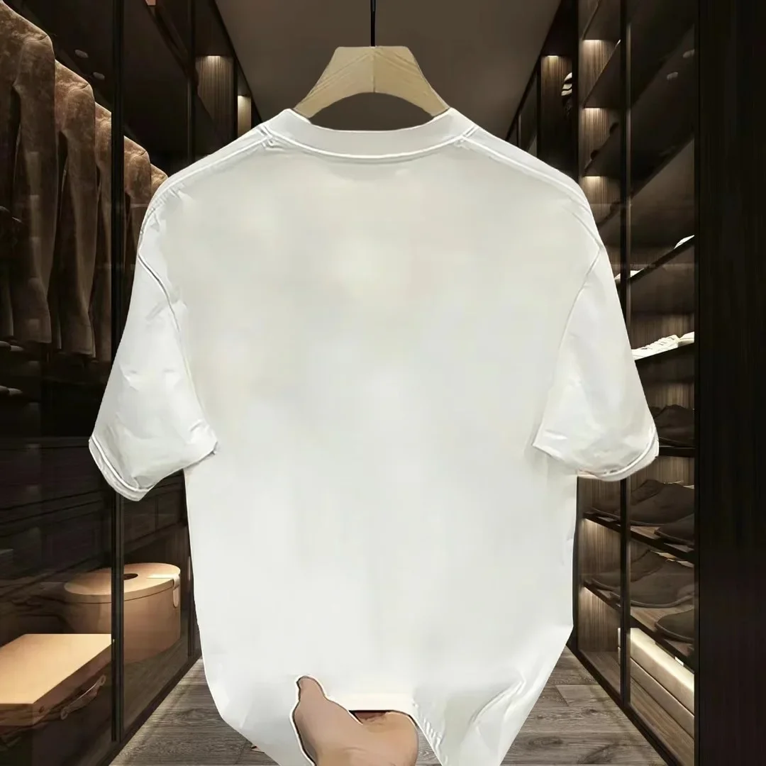 Модная брендовая мужская футболка с коротким рукавом из чистого хлопка принтом