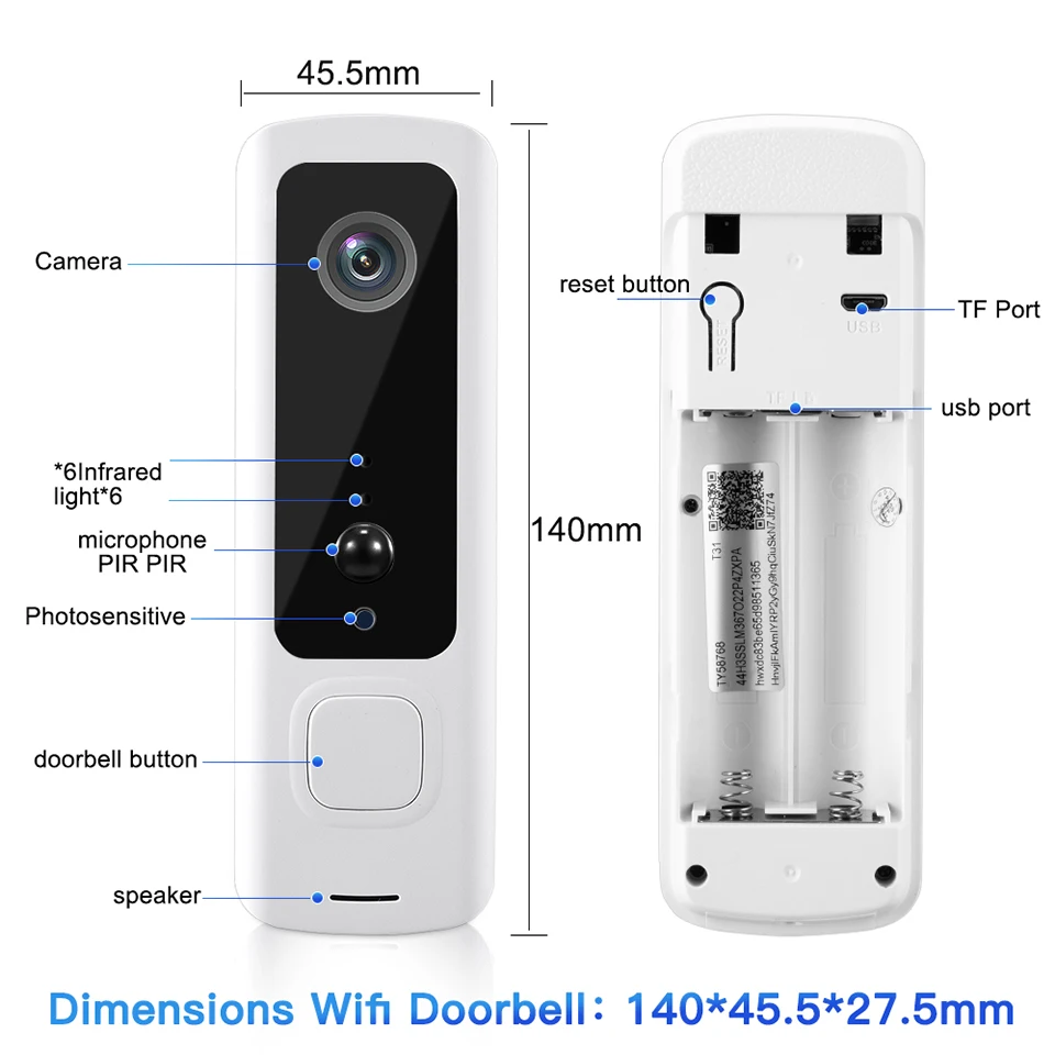 WSDCAM WIFI дверной звонок Камера PIR Сигнализация Дверной ИК Ночное Видение умный дом