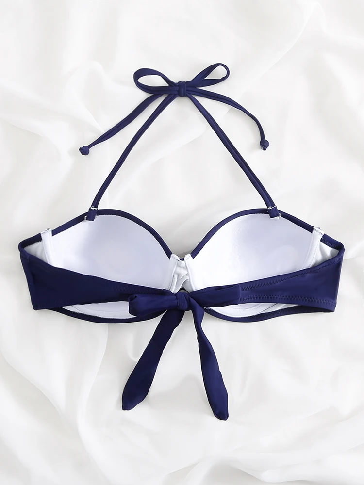 Женский купальник с чашками пуш-ап однотонный черный купальный костюм