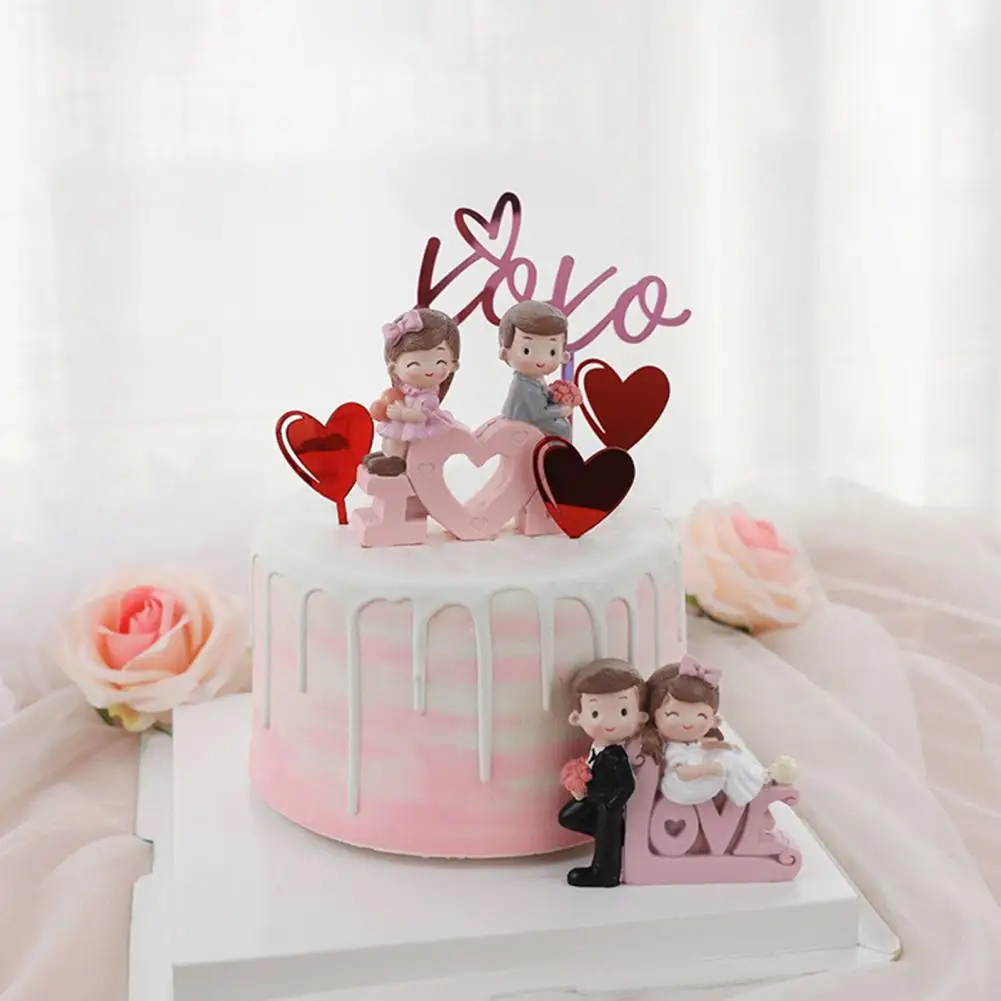 

Dropshipping!! Decorative Couple Dolls Charming Add Romantic Resin Cake Topper Ornament Baking Decoration