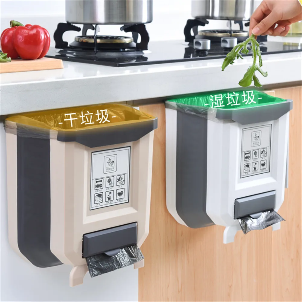 

Kitchen Trash Can Kitchen Folding Waste Bin Kitchen Wall Mounted Garbage Cans Recycle Rubbish Bin For Kitchen Dustbin Toilet