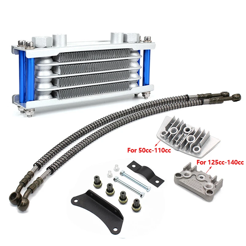 

Motorcycle Oil Cooler Engine Cooling Radiator Set For 50cc 70cc 90cc 110cc 125cc 140cc Dirt Bike Monkey Bike DAX Pocket Bike