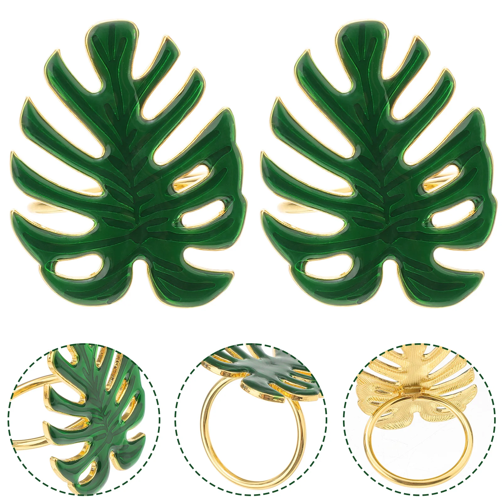 

4 Pcs Sunflower Table Decor Monstera Leaf Napkin Buckle Ring Decoration Party Turtle Dinner Green Banquet