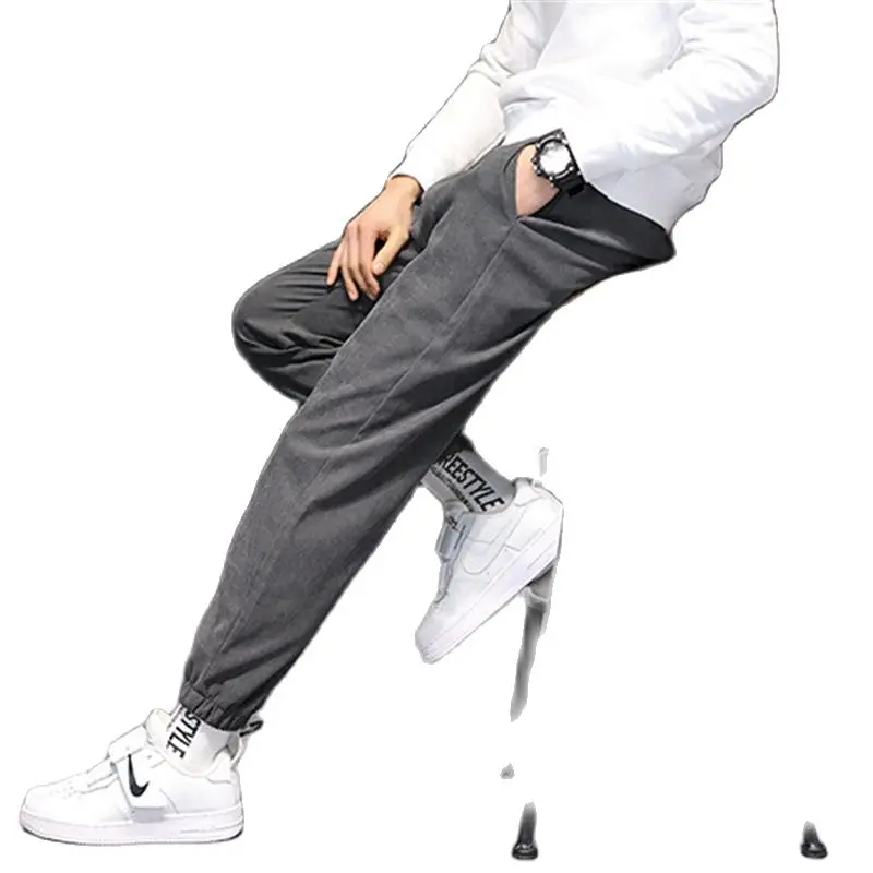 Men's Hip Hop Breathable Cotton Linen Loose Sweatpants Casual Pant Length
