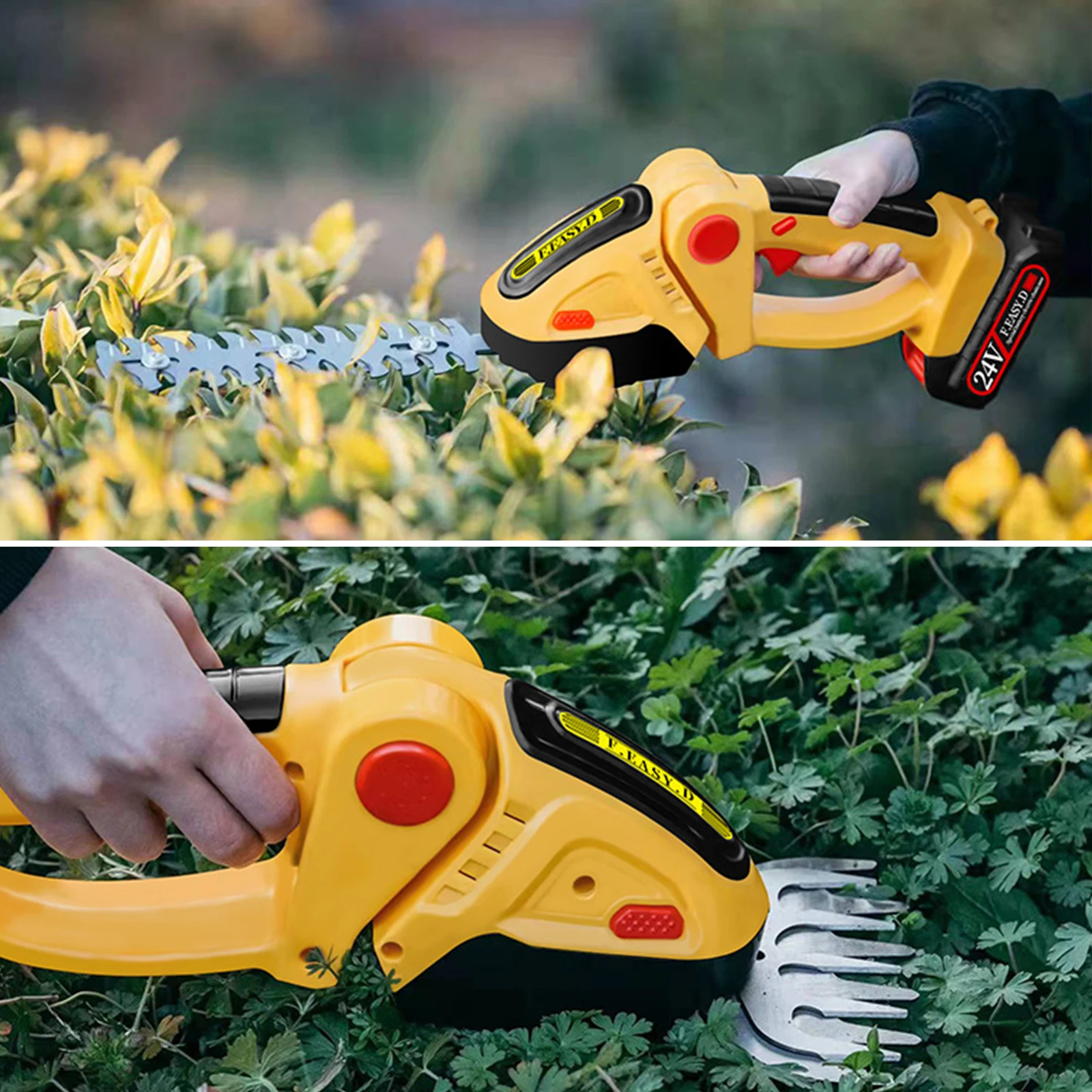 

24V Cordless Electric Hedge Trimmer Household Lawn Mower Rechargeable Pruning Shear Mower Garden Grass Scissors Tools