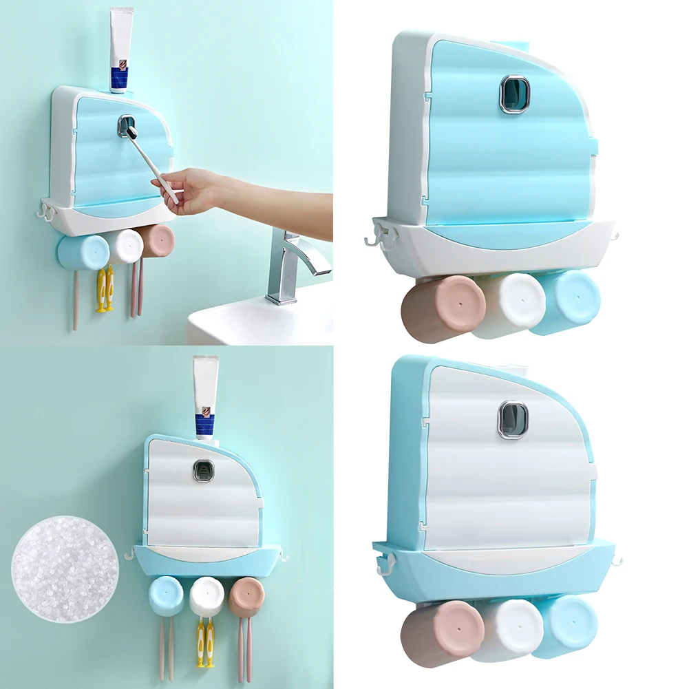 

Настенный стеллаж для хранения в ванной комнате из АБС-пластика, многофункциональный автоматический диспенсер для зубной пасты, аксессуар...
