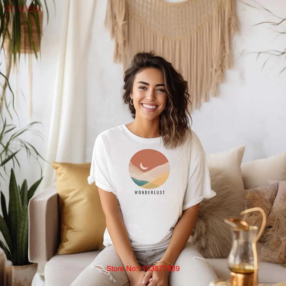 Футболка Wanderlust Boho NoEnName_Null короткая хлопковая