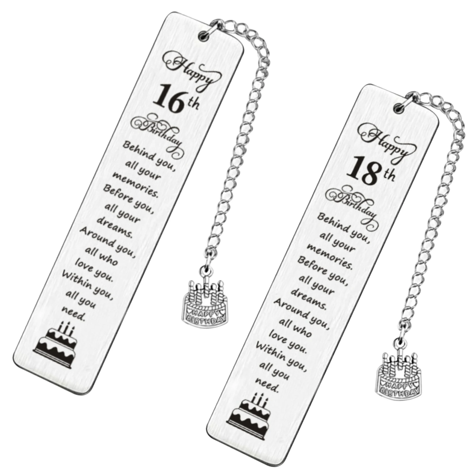 

2pcs Girl Boy Birthday Bookmark Friendship Student Stainless Steel Book Lover Inspirational For Teen Gift With Chain Page Marker