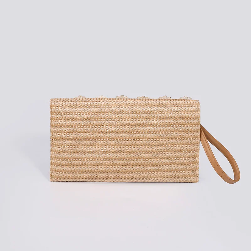 Женский соломенный клатч с бахромой модная плетеная Сумка-зажим клатчи женская