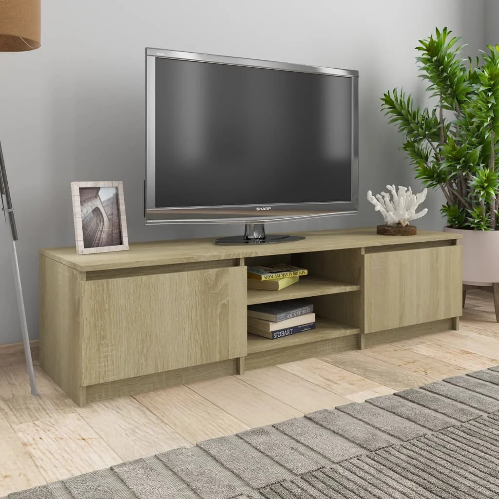 

TV Media Console Television Entertainment Stands Cabinet Sonoma Oak 55.1"x15.7"x13.9" Chipboard