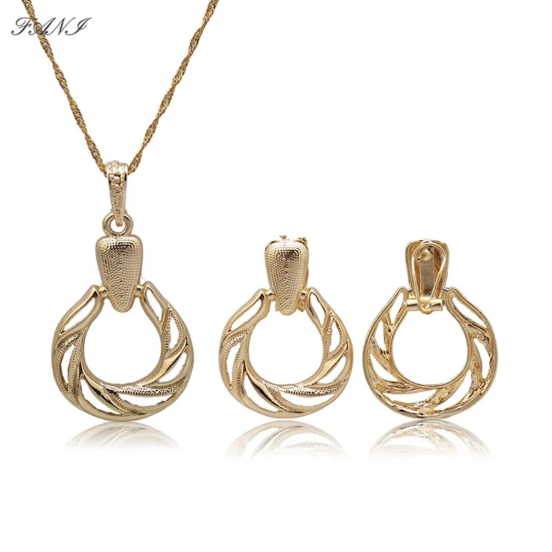 

LQ Fashion Brand Jewelry Sets Dubai Gold Color Pendant necklace Earrings Sets Women Bridal Wedding Drop Earrings Jewelry set