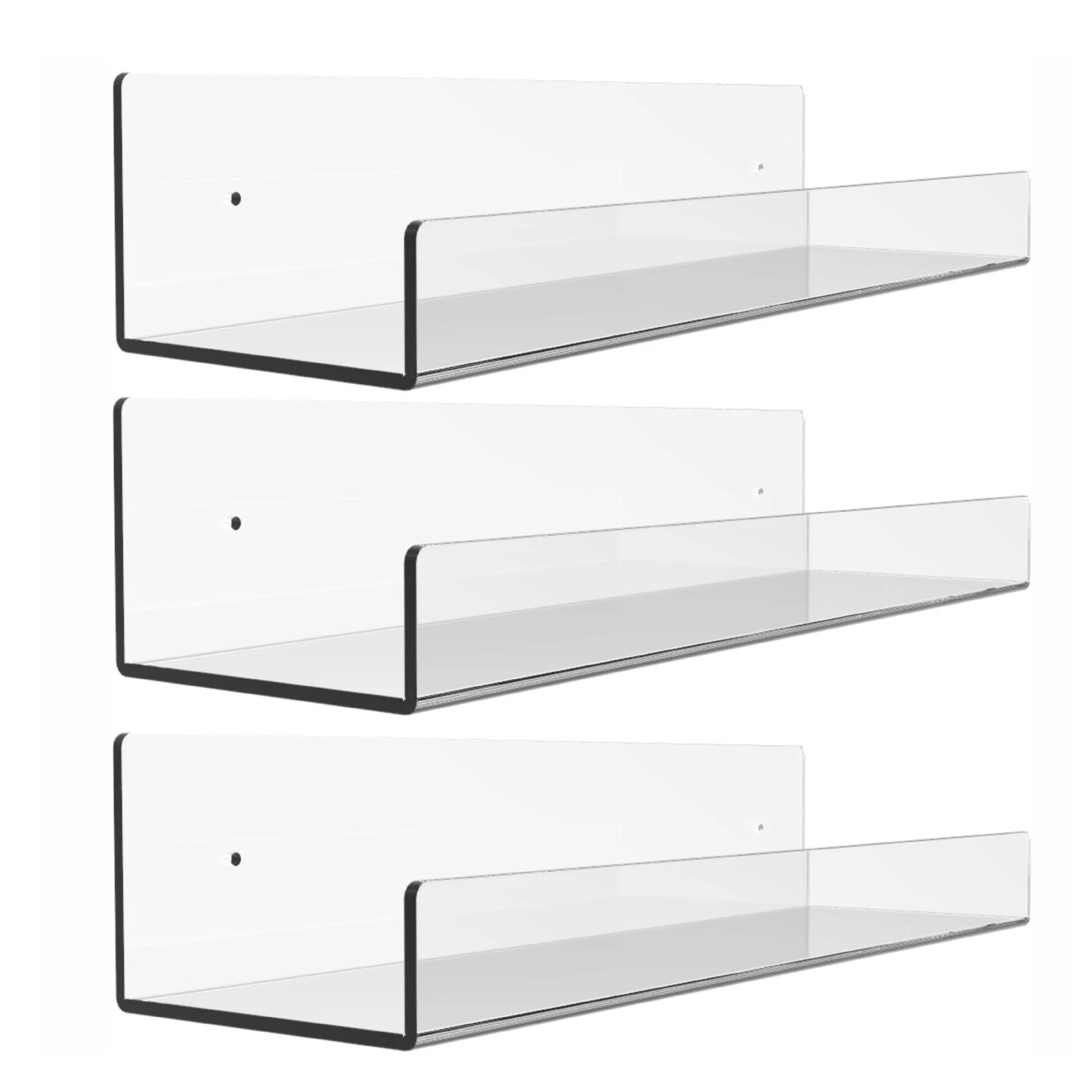 2/3pcs Acrylic Transparent Wall Hanger Free Punch Floating Shelf Kitchen Storage Rack U-Shaped Bookshelf Spice Racks |
