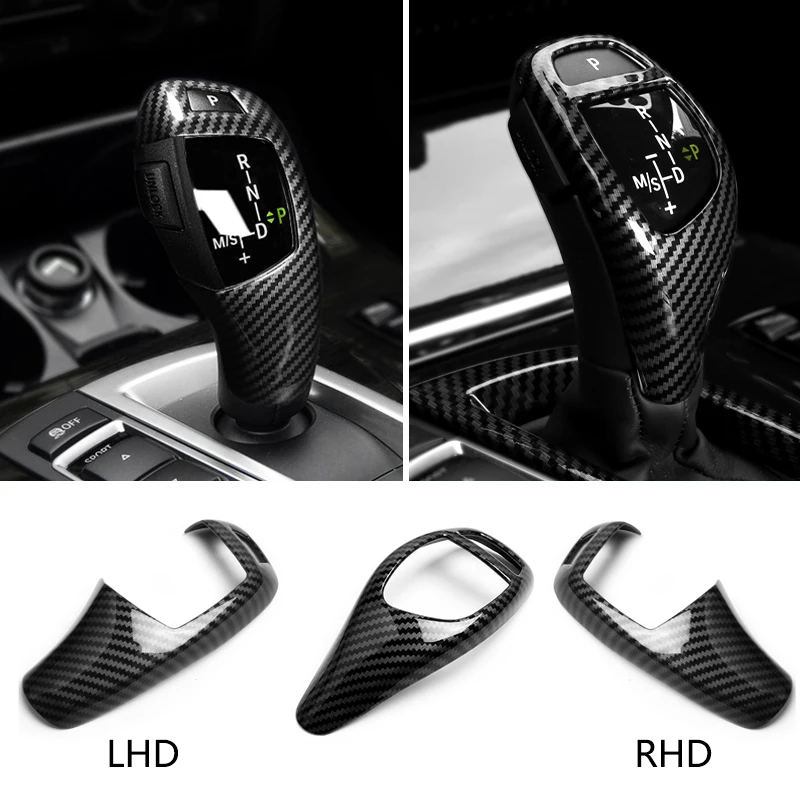 Car Gear Lever Shift Knob Cover LHD RHD For BMW X5 X6 E70 E71 F15 F16 F10 F20 F30 Carbon Fiber Gear Lever Shift Knob Cover Trim images - 6