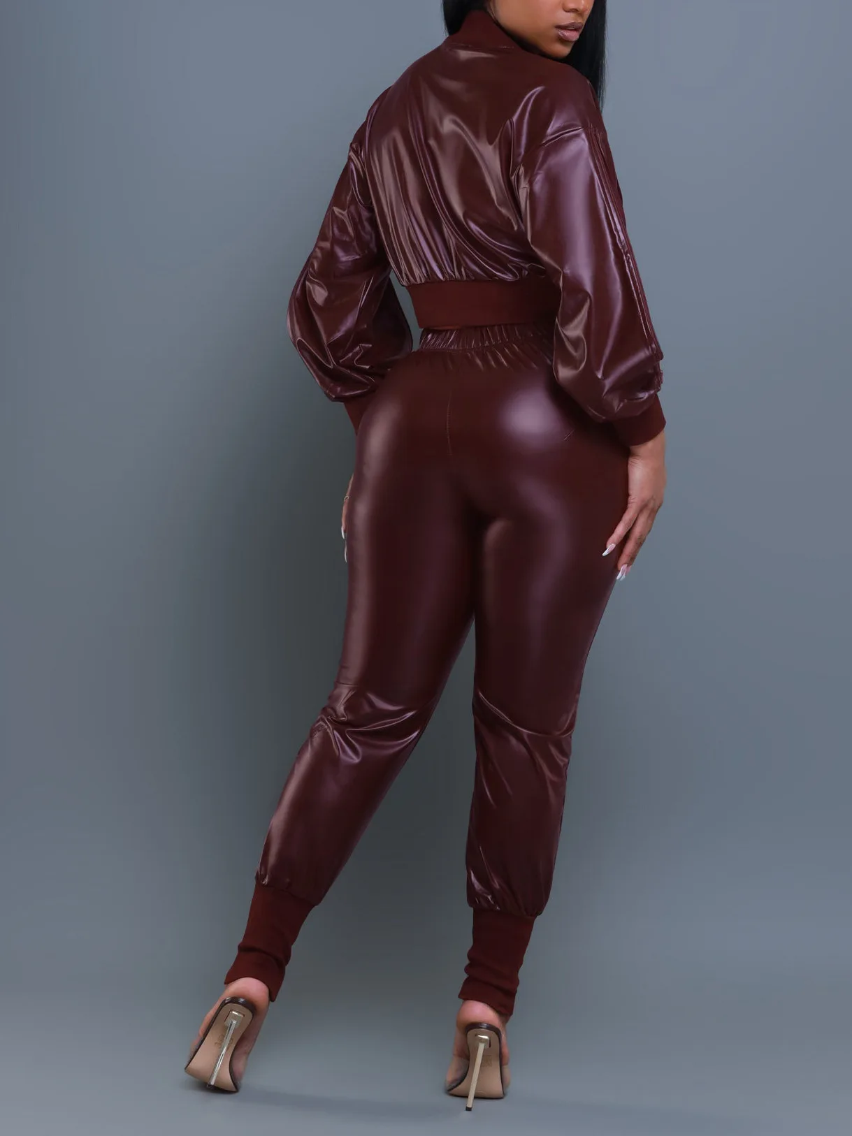 Женский комплект осенне-зимняя модная куртка из искусственной кожи узкие брюки