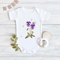 simple four seasons casual o neck short sleeve infant bodysuits floral print cute funny soft and comfortable baby onesie