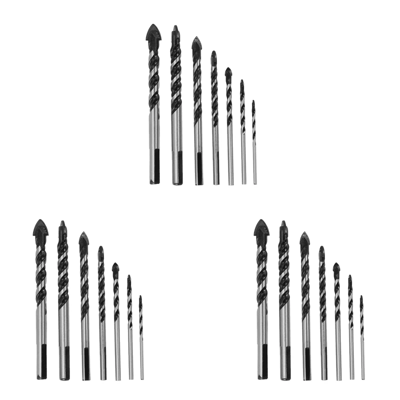 

3X Tungsten Carbide Drill Bit Set For Porcelain Ceramic Tile, Concrete, Brick Wall, Glass, Mirrors (3 4 5 6 8 10 12Mm)