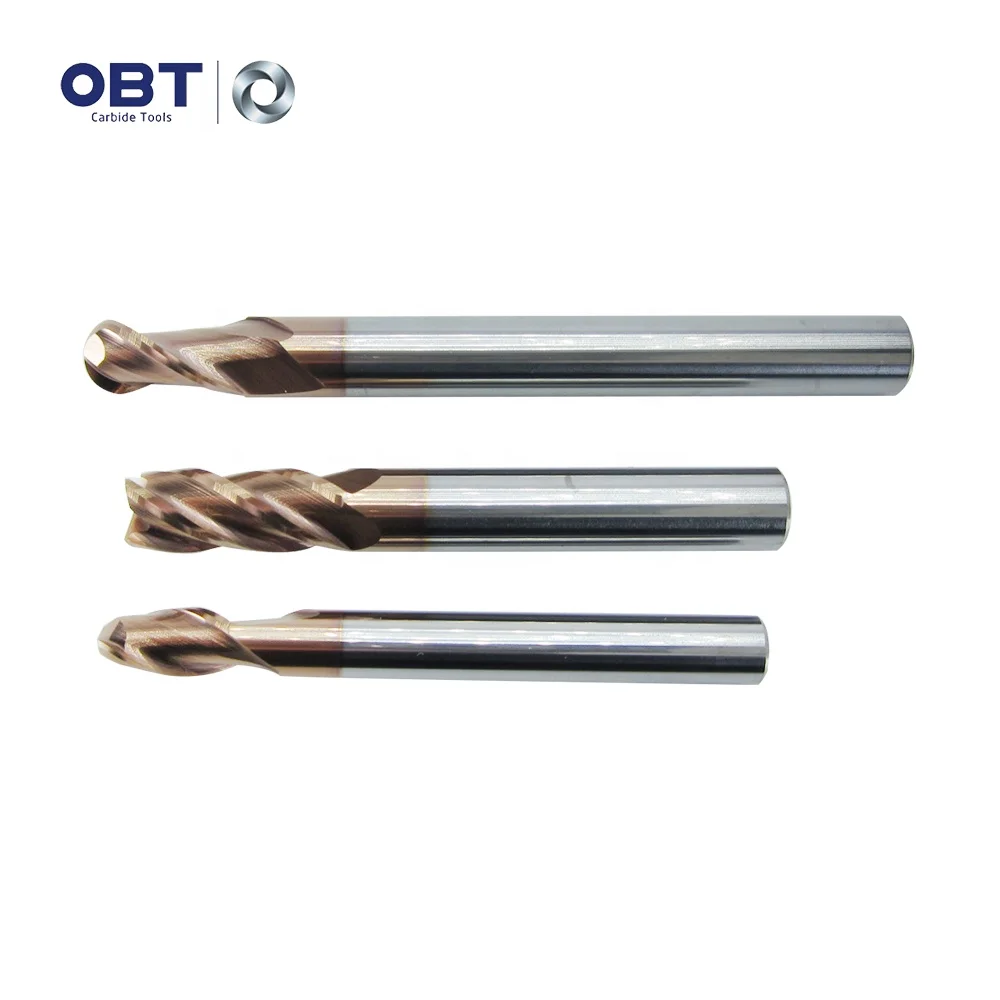 

CNC Cutting Milling Tool HRC45/55/65 2 Flutes Solid Carbide Ball Nose End Mill For Stainless Steel, Plastic, Aluminum