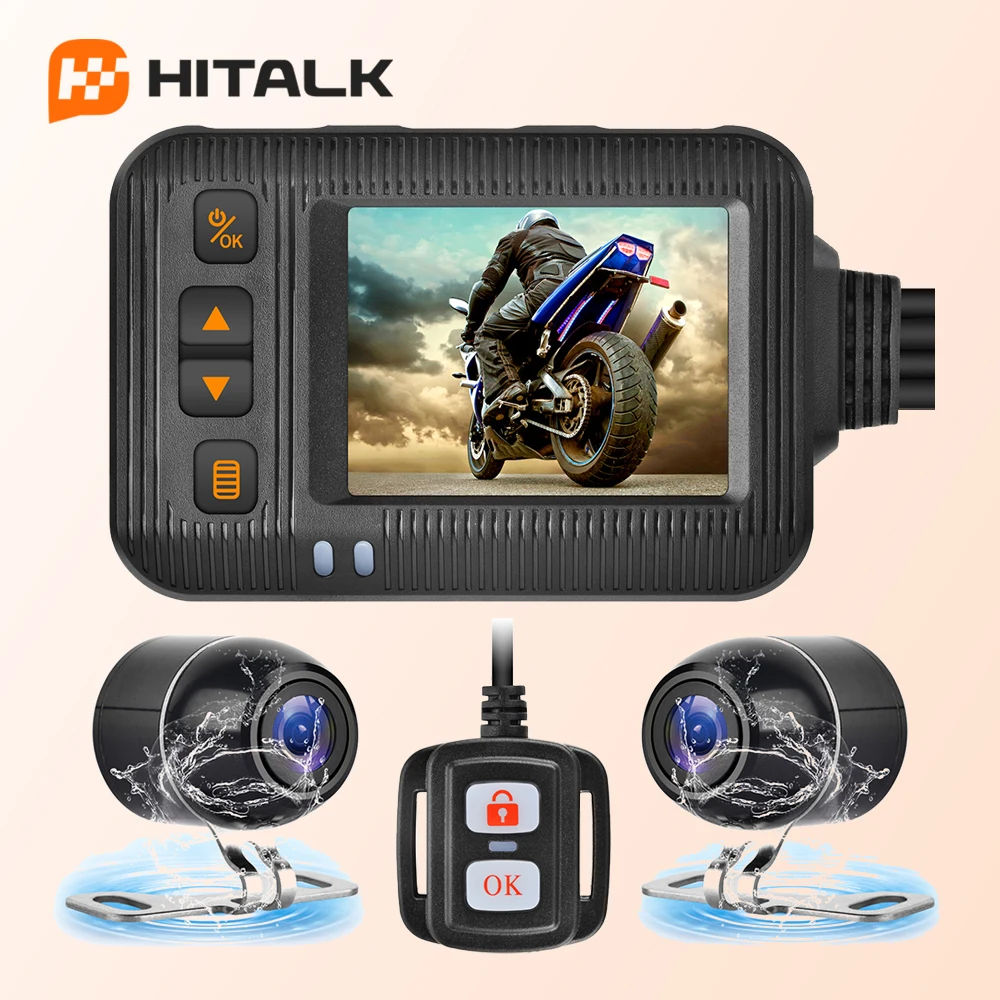 1080P Waterproof Motorcycle Camera DVR Motorcycle Dashcam 2 Inch Front & Rear Camera Video Recorder DVR Black Night Vision Box