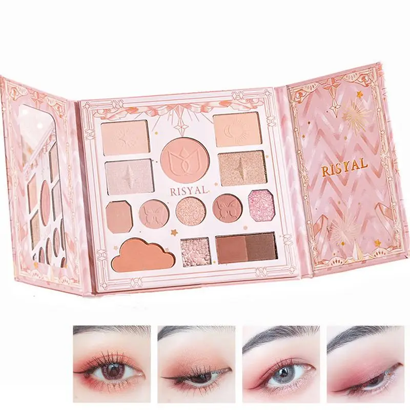 

New 14 Color Nude Shining Eyeshadow Palette Makeup Glitter Eye Shadow Palette Waterproof Cosmetics Highlighter Blush Eye Shadow