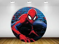 Party Backdrops Custom Background Marvel Superhero Round Shape Spiderman Birthday Photozone Children's Decoration Decorations