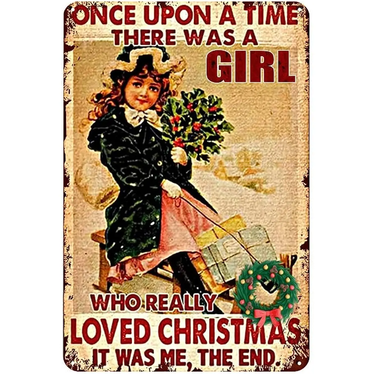 Новый рождественский жестяной знак для девочки, винтажный художественный Декор для комнаты, ванной комнаты, клуба, гостиной, детской комнаты, металлическая ретро-картина