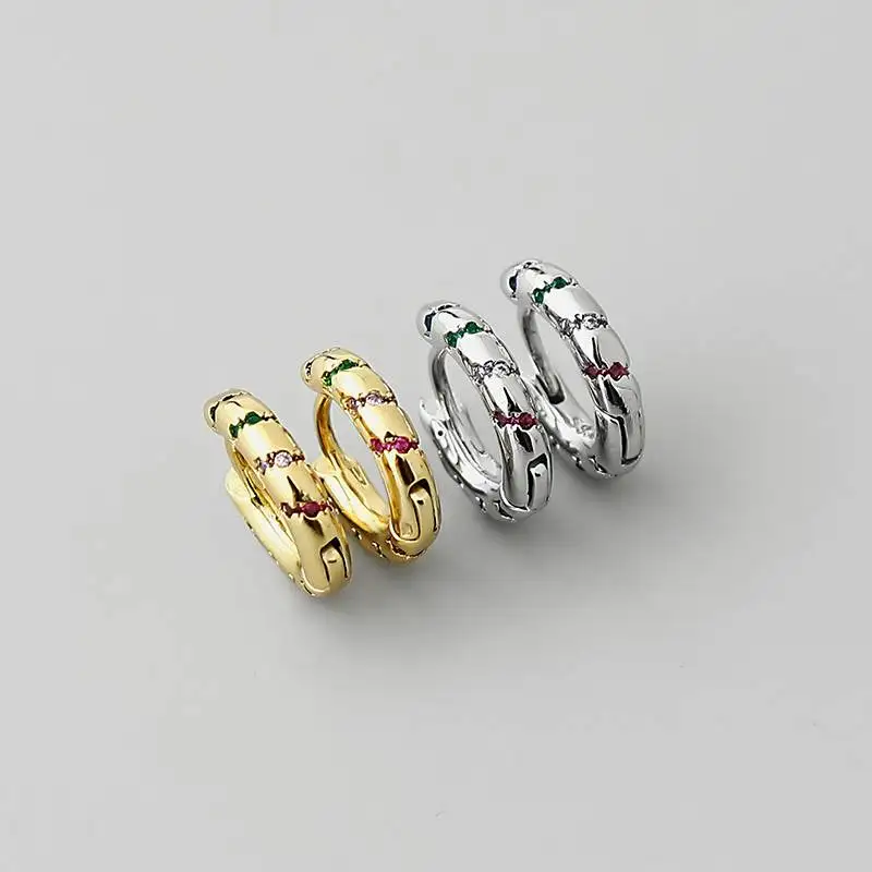 

Luxurious Colorful Zircon Snake Shape Ear Hoops for Women Earrings Bohemia Fashion Jewelry Ins Same Aretes Party Earing Gifts