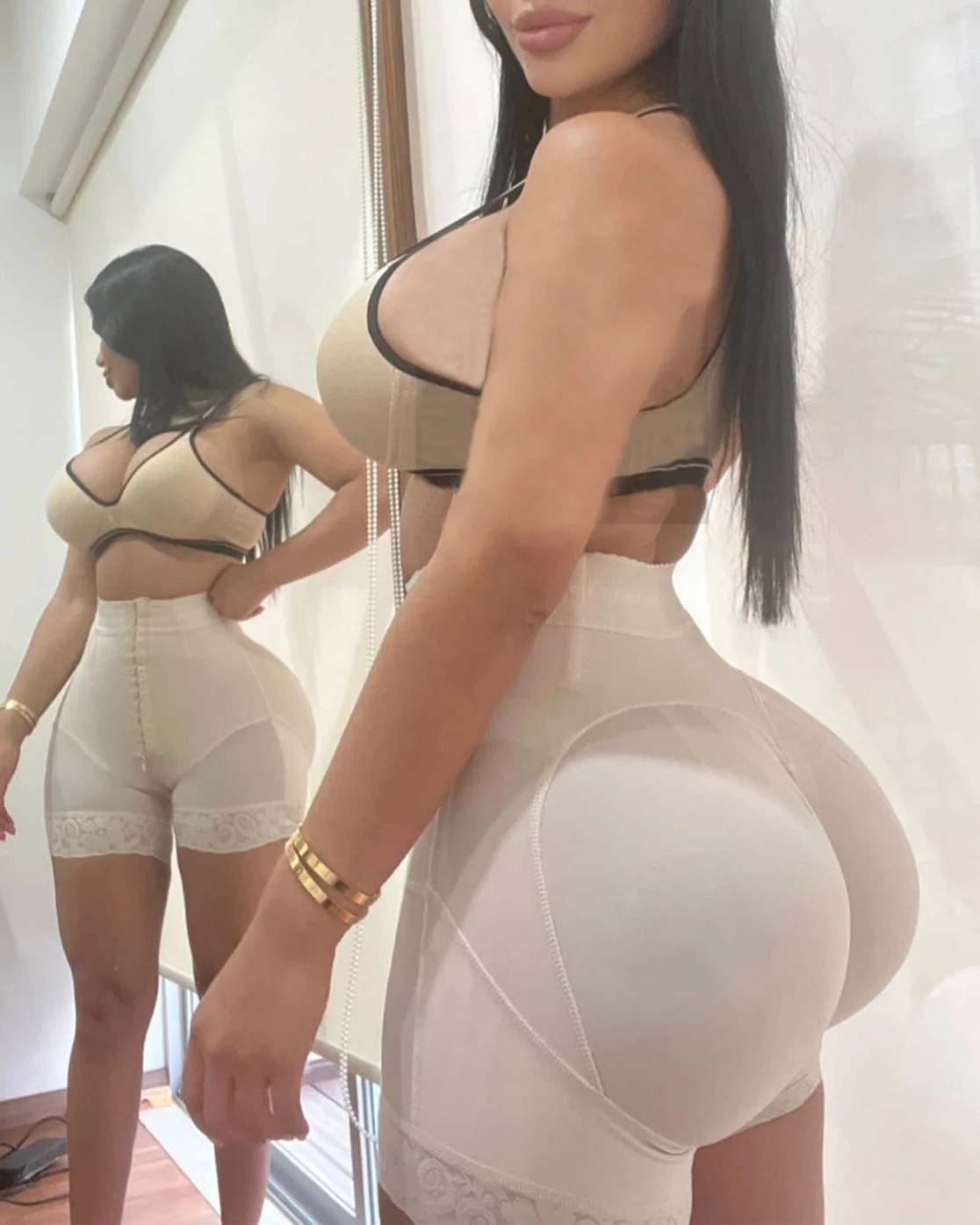 Women's Binders and Shapers High Waist Hip Lift Shorts Button Breasted Bodysuit Sexy Bodysuit Lingerie