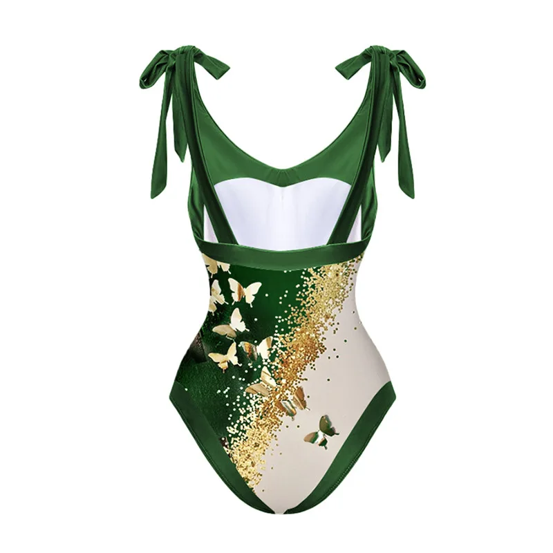 MUOLUX 2023 Swimsuit One-Piece Swimwear Skirt Fashion Women Cover Up Retro Print Deep V Bathing Suit Summer Beachwear Brazilian