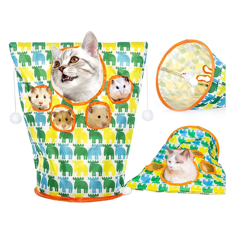 

Новая кошачья туннельная сумка, погремушка, бумажная котята, тоннель для маленьких домашних животных, складные интерактивные кошачьи игрушки с плюшевым шариком