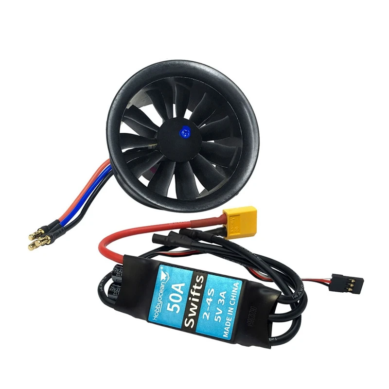 

Hobbyocean 50A ESC EDF 64mm 3500KV 4S 11Blades RC Fan Propeller with Brushless Motor for RC JET Airplane Drone Model Spare Parts