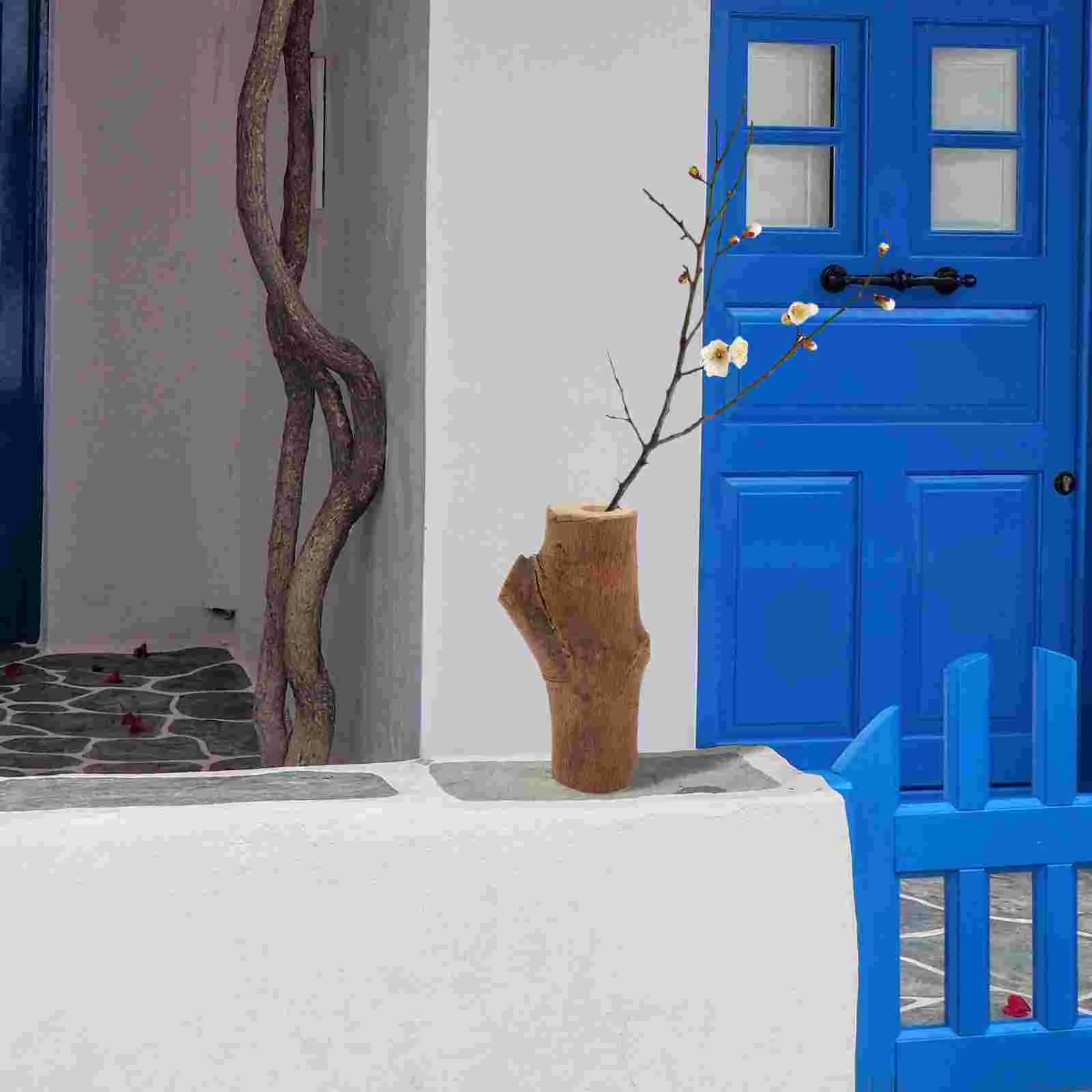 

Bookshelf Decor Vase Wood Floral Home Table Decorations Vintage Flower Arrangement Pot Creative Wooden Vases Centerpieces