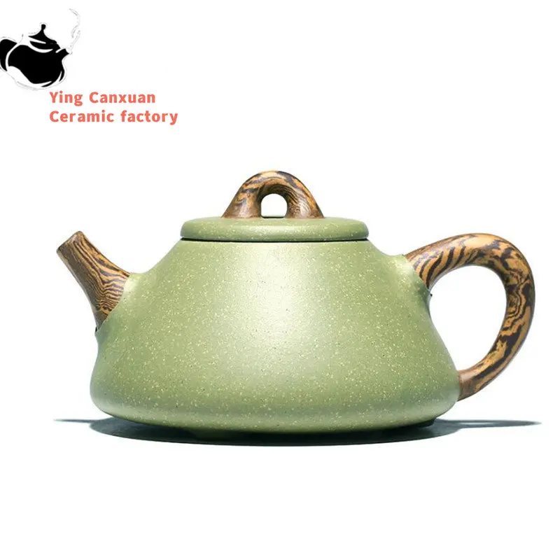 

250ml Yixing Purple Clay Teapot Famous Artists Handmade Stone Scoop Tea Pot Raw Ore Bean Green Sand Kettle Chinese Zisha Tea Set