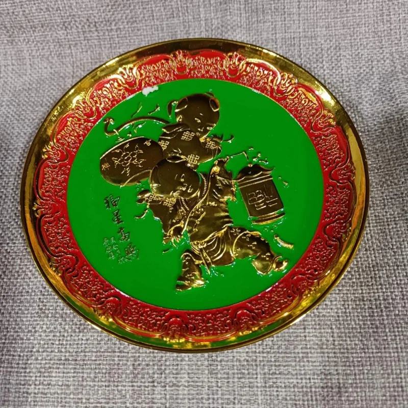 Антикварная позолоченная резьба Мои счастливые звезды Qianlong плоская посуда