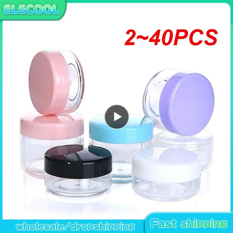 

2~40PCS Refillable Bottles10g/15g /20g Plastic Empty Makeup Jar Travel Round Makeup Nail Lotion Cream Sample Bottled Cream Box