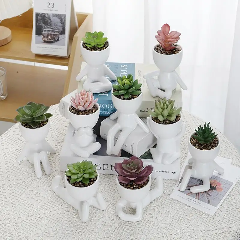 

Nordic Ceramic Creative Little Person Succulent Plant Pot Decoration Living Room Office Simple Artifact Decoration