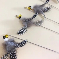 1pcs funny kitten cat teaser interactive toy rod with bell and feather toys for pet cats stick wire chaser wand cat toy