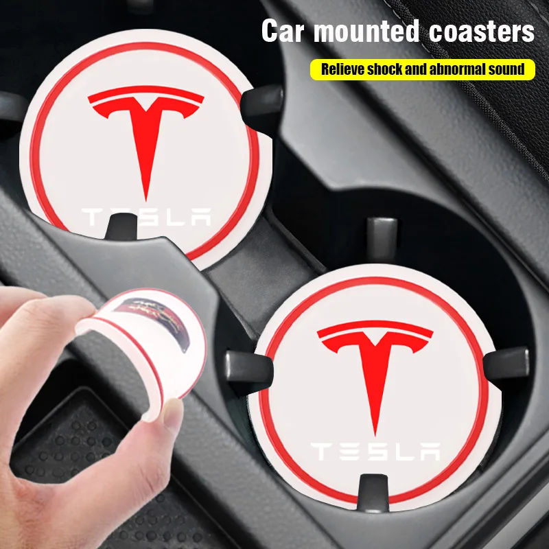 

Car Coasters PVC Transparent Anti Slip Cup Mats for Tesla Model 3 X S Y Cybertruck 2021 Style Roadster Coil Bonina Accessories
