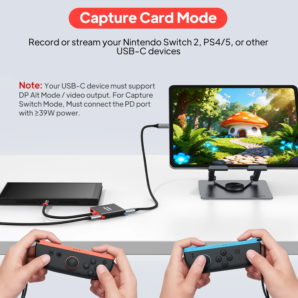 Фото CABLETIME USB-C хаб 5-в-1 с картой захвата видео, выходом 5 Гбит/с на ТВ, записью видео 1080P@60Hz, док-станция USB-C для MacBook, Switch 1/2, OLED-ноутбуков №3
