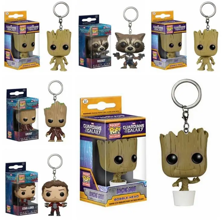 FUNKO С оригинальной коробкой брелок звезда-Лорд ракета дерево человек