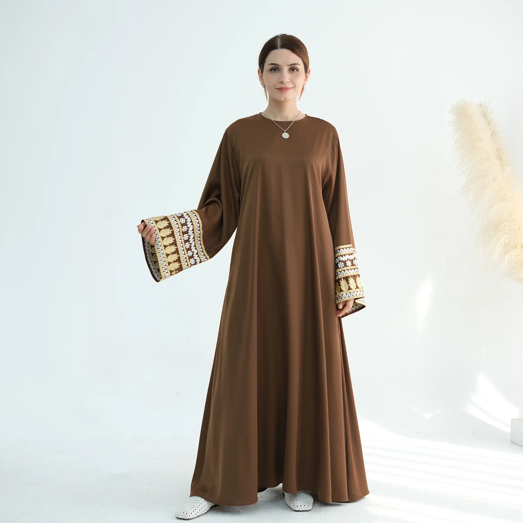 Мусульманское платье с вышивкой Дубая Абая кафтан Турция Femme Musulmane Vestidos арабский