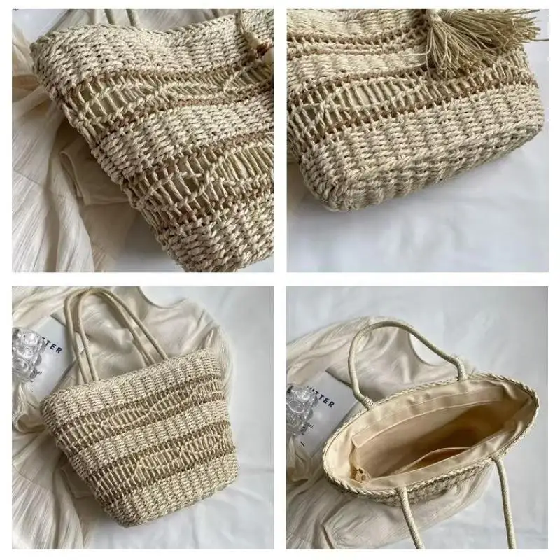 New Hand-woven Beach Bag Handbag Fashion Women's Hollow Large Capacity Shoulder Bag Ladies Beach High-quality Messenger Bags