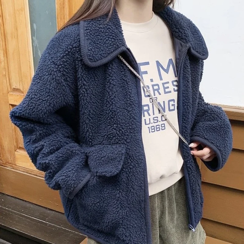 Женское зимнее винтажное пальто из овечьей шерсти куртка искусственного меха