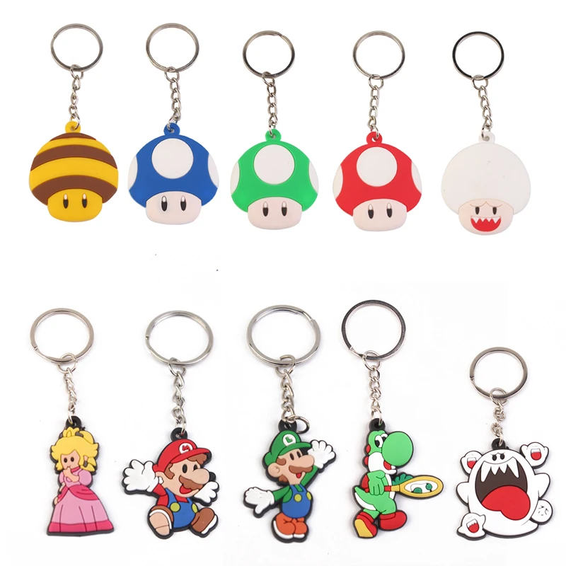 

Super Mario Bros PVC Keychain Bags Pendant Games Anime Figures Yoshi Luigi Shy Guy Mushroom Donkey Kong Model Cartoon Keychain