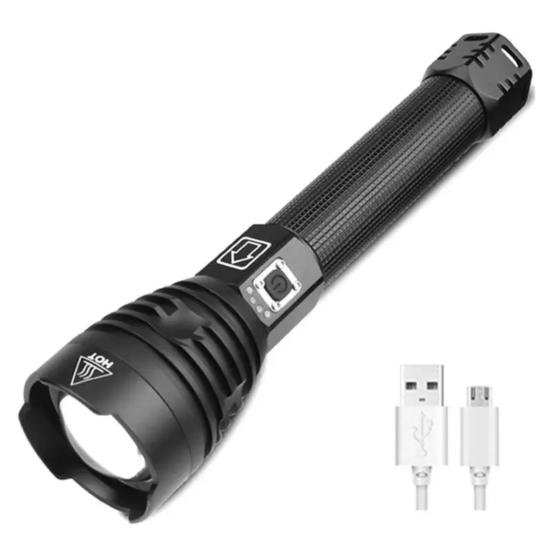 

Супер яркий Мощный яркий фонарик XHP90, перезаряжаемый от USB фонарь с индикатором мощности, Охотничий Тактический фонарь с батареей