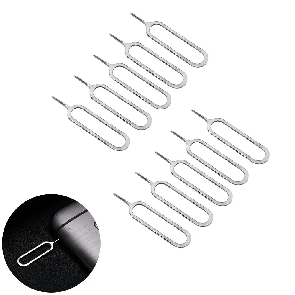 

10PCS Sim Card Tray Removal Eject Pin Key Tool Stainless Steel Needle for Apple iPhone iPad Samsung Xiaomi Huawei OPPO Vivo HTC